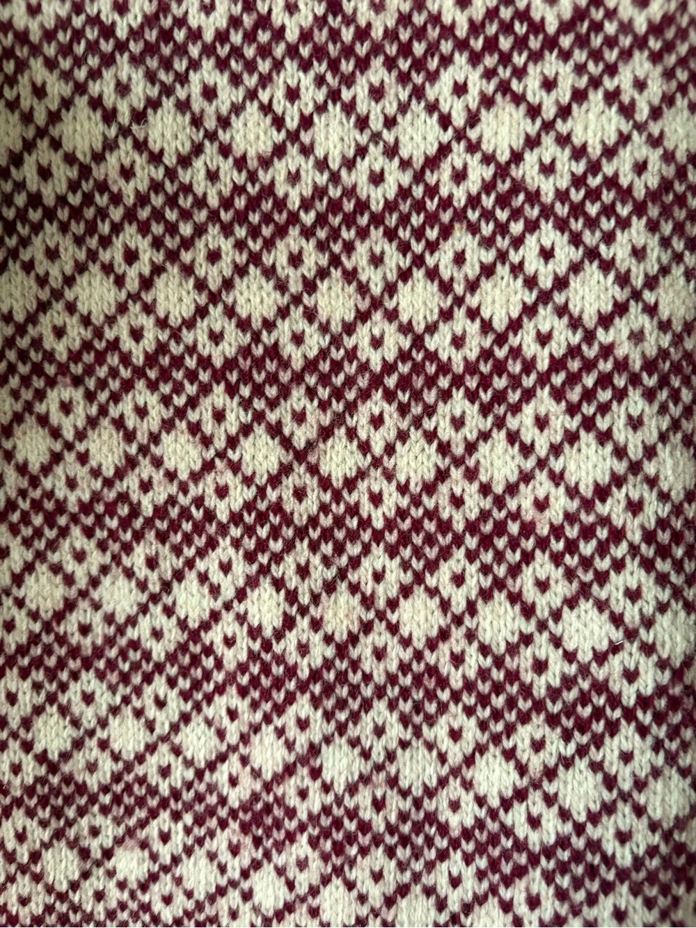 J.Crew | Vintage wool Fair Isle crew neck sweater. Burgundy. Medium. Wool